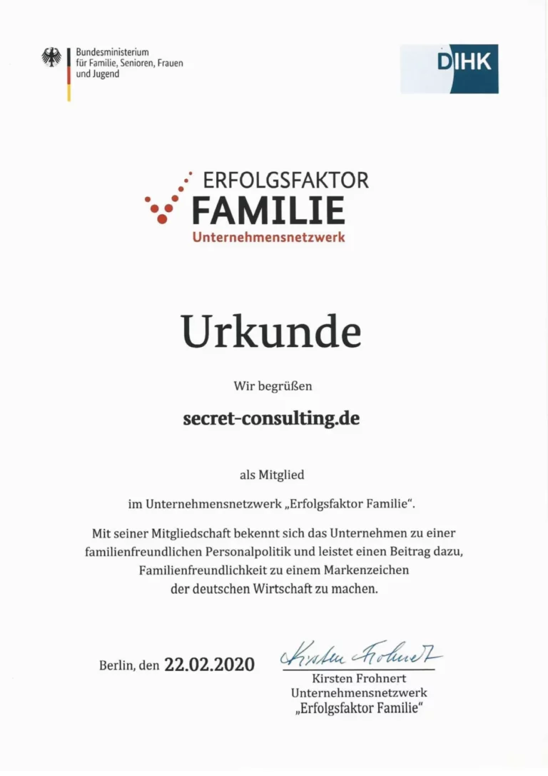 Secret-Consulting_Zertifikat_Erfolgsfaktor Familie